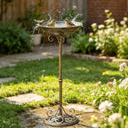 27.6" H Cast Iron BirdBaths for Outdoors,Metal Bird Bath for Outside by HOUYANG