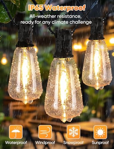 Brightever 180FT LED String Lights with Remote Control, 2700K/4000K/5000K Selectable Outdoor Patio Lights with 56 Shatterproof ST38 Edison Bulbs, 3 Modes Dimmable Outside Light for Yard, Porch - Image 6