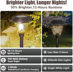 BEAU JARDIN 8 Pack Solar Pathway Lights White+Color Changing Stainless Steel 3 Mode Outdoor Multicolor Metal Solar Powered Waterproof Glass for Garden Landscape Path Yard Walkway Driveway Bronze - Image 4