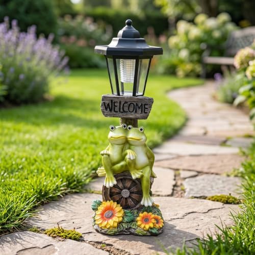 Solar Frog Garden Decor,Frog Solar Lights Outdoor Garden Statue - Image 2