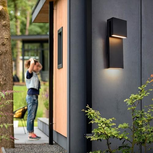 Tarentlight Modern LED Outdoor Wall Sconce 17W Integrated LED Outdoor Wall Mount,Anti Rust Textured Black Suit for Wet Locations and All Rooms,Easily Installed in Any Direction.Bulb Included. - Image 3