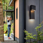 Tarentlight Modern LED Outdoor Wall Sconce 17W Integrated LED Outdoor Wall Mount,Anti Rust Textured Black Suit for Wet Locations and All Rooms,Easily Installed in Any Direction.Bulb Included. - Image 3