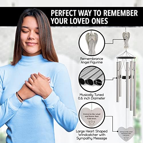 Angel Memorial Wind Chimes for Loss of Loved One - 34" Large Sympathy Wind Chimes, Memorial Gifts for Loss of Loved One Mother Father Husband Bereavement Chimes for Outside Deep Tone - Image 4