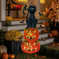 Outdoor Halloween Decorations,Metal Black Cat & Jack'O Lighted Timer Stakes by NalunelawnHomeGardenDecor
