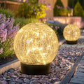 Beautyard Solar Globe Lights Outdoor Large Garden Decor USB Charged 4.72" Diameter 40LED 1000mAh Solar Lights Cracked Glass Globe Solar Power Yard Patio Garden (4.72'' Large 2 Pack Warm White) by Beautyard