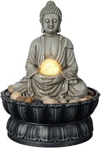 Kalona Tabletop Buddha Waterfall Fountain, Meditating Buddha Zen Fountain with LED Glass Orb, Relaxing Desk Water Feature for Home Office Decor(21127B) by Kalona