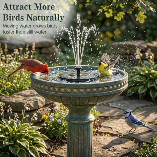Sunlinua 24H Bird Bath Outdoor Water Fountain with Solar Pump - Image 4