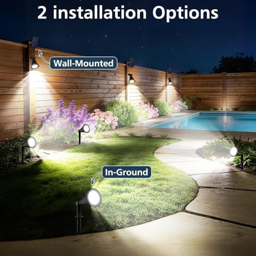 T-SUNUS Solar Spotlights 2 Pack White 6000K IP65 Waterproof Separated Panel - Image 5