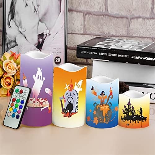 Halloween Battery Flameless Candles Flickering with 18-Key Remote Timer,Real Wax Pillar LED Moving Wick Candles Decoration - Image 4