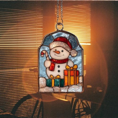 Cute Snowman Giving Presents Acrylic Suncatcher - Image 7