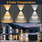 2PACK Solar Sconce Lights Outdoor,Warm White/Cool White/Natural Light 3 Modes Up and Down Solar Wall Lights IP65 Waterproof Solars Lights Outdoor for Exterior Front Porch Garage Fence Patio Yard - Image 2