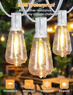 Brightever Outdoor String Lights with Remote, 200FT LED Patio Lights with 62 ST38 LED Filament Bulbs, 3 Lighting Modes, 3H/5H Timer, Waterproof IP65 String Light for Outside, E12 Socket Base, White - Image 6