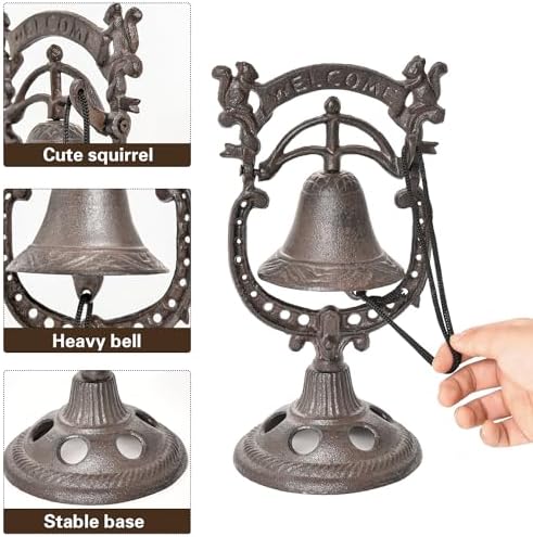 Sungmor Classic Cast Iron Tabletop Hand Bell Dinner Bell - Lovely Squirrel Shape Service Bell - Wrought Iron Rattle Table Ornaments - Perfect for Restaurant Bar Cafes - Image 5