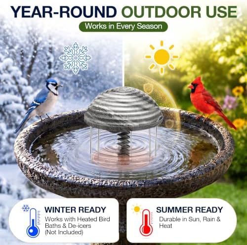 Bird Bath Water Agitator with Round 99.99% Pure Copper Disk, Battery Powered Bird Bath Circulator, Quiet Waterproof Mover Keeps Water Fresh for All Season Use (Gray Rock) - Image 6