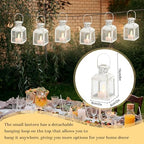 TRIROCKS 6 Pcs Small Metal Candle Lanterns Vintage Hanging House Tealight Lantern Decorative Candle Tea Light Holders for Table Valentine Patio Indoor Outdoor Gifts(White with Gold Brush) - Image 2