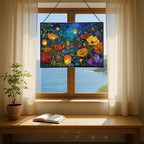 Twilight Garden with Floating Lanterns Rectangular Stained Glass Suncatcher – Hanging Window Panel with Animal & Nature Scene – Vibrant Glass Art Gift for Wildlife, Fantasy, Nature Lovers W5RrUY - Image 6