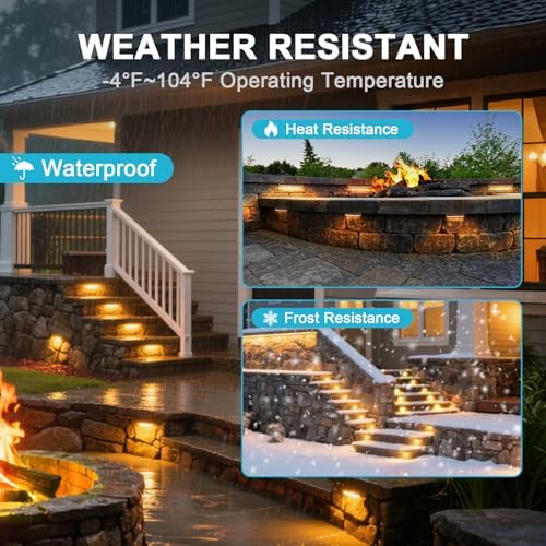 12 Inch Retaining Wall Lights,7W LED Hardscape Lighting,280LM 2700K-5000K 5CCT Outdoor Step Lights,IP65 Waterproof 12V-24V Low Voltage Landscape Lights For Patio Walls Stairs,90CRI Connectors - Image 3