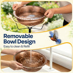 VIVOHOME Bird Bath with Solar Fountain and Metal Ground Stake, Bronze - Image 4