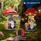 Solar Gnome and Squirrel Statue Under Mushroom Garden Decor, Garden Gnomes Outdoor Statue with Solar Lantern for Yard Patio Lawn Decor, Unique Birthday Gifts for Mom Women Grandma - Image 6