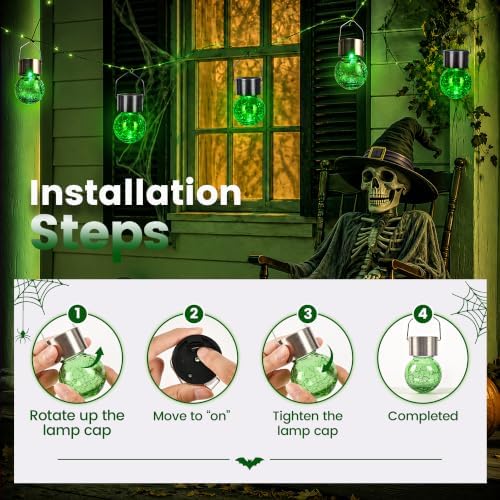GIGALUMI Halloween Solar Lights Outdoor Solar Hanging Lanterns Outside 12PC - Image 3