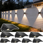 Solar Fence Lights Outdoor, 8 Pack Up and Down Wall Lights, Warm White by SunFlickt