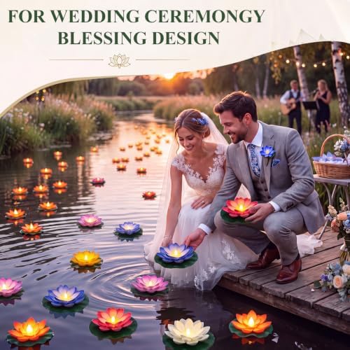 Liliful 24 Pcs Diwali Floating Lotus Lights, 5.91 Inch, 6 Colors - Image 7