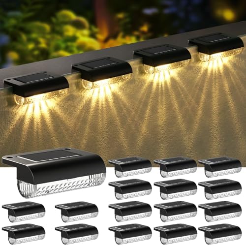 Mancra Solar Step Lights Outdoor, Solar Deck Lights Waterproof Outdoor Lighting for Patio Fence Stairs Post Railing Yard and Garden (Warm White, 16 Pack) by Mancra