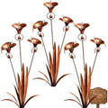 2026 Flamed Copper Three Calla Lilies Garden Stake with Bells, Handmade Metal Flower Rain Catcher Art Decor, Weatherproof Outdoor Yard Sculpture for Lawn, Patio and Pathway Decoration by Unknown