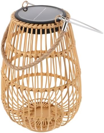 Totority Solar Woven Lantern Outdoor Hanging Solar Garden Lantern Waterproof Rattan Lamp for Patio Backyard Porch Lighting Decorative by Happyforkidstogrowup