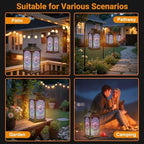 Stained Glass Style Solar Lantern Outdoor Garden Hanging Lantern Pastel Sunflower Stained Glass Symmetrical Mosaic Waterproof Solar Powered Lighting Outside Table Lamp for Patio Deck Yard Camping - Image 5