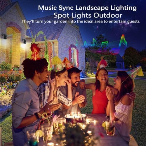 Outdoor Lights,15w Spot Lights Outdoor with US Plug and Remote Control, 12V APP Control Landscape Spotlights,Waterproof, Dimmable with Timer - Image 6
