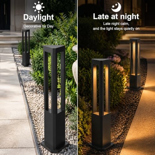Landscape Pathway Lights Modern Black Path Light Cone LED Bollard Lighting Fixture Outdoor Sideway Lighting With Aluminum Housing Walkway Lamps Waterproof 3000k Lawn Light For Garden Yard House Park - Image 7