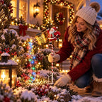 Solar Christmas Santa Watering Can Light, Outdoor Garden Stake Decor，2PC - Image 2