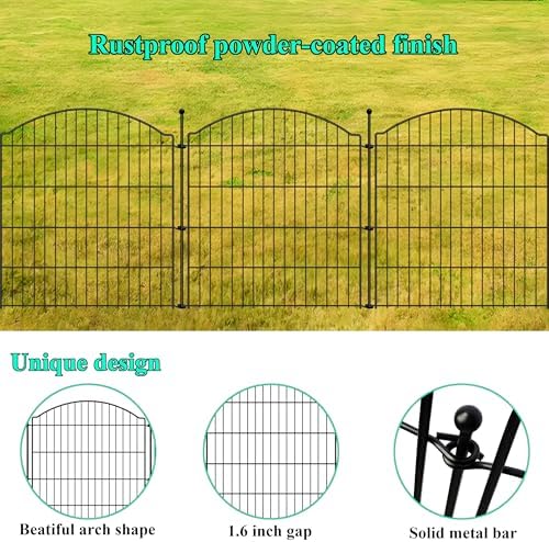 Decorative Garden Fences 32in x 36ft, 15 Pack Outdoor Fencing Animal Barrier Dog Border, Metal Wire Fence Panels for Garden Decor, Flower Bed Edging Borders for No Dig Patio Yard - Image 5