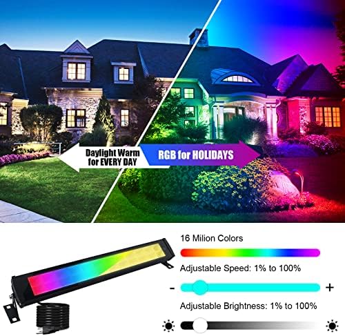 2 Pack 50W RGB Wall Washer Light, Indmird Stage Wash Light Bar, RGB Light Bar, Warm 3000K & 16 Million Colors&Timing& Music Sync, for Commercial Lighting, Birthday Party, Garden Lighting, Wall Display - Image 2