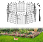 Getlay Tall Garden Fence Animal Barrier with Gate, 36 in(H) 8 Panels Garden Fences and Borders for Dogs, Dog Fence Outdoor for Yard, Total Length 17.5 Ft Metal Temporary Fencing│Patented by Getlaygardenfence
