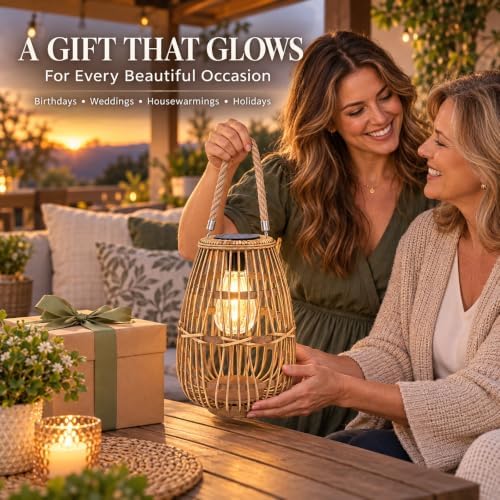 pearlstar Rattan Solar Lantern Outdoor Hanging & Tabletop Decor Light - Image 6