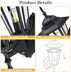 GRUENLICH Outdoor Wall Light Fixture, Antirust Aluminum Glass, Black 2 Pack - Image 4