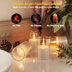 VIODAIM 12Pack Flickering Flameless LED Candles with Timer, Battery Powered - Small Pillar & Votive, Clear (2"X3") (Pack of 3) - Image 2