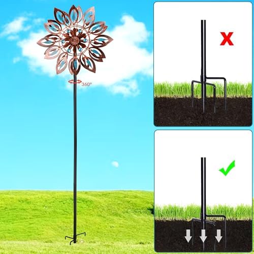 Wind Spinners for Outdoor Yard Decor, 360 Degrees Swivel Outdoor Metal Wind Spinner, 62" Wind Sculptures Garden Decor for Patio Lawn Yard - Image 4