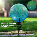 10" Diameter Garden Gazing Balls with Metal Stand (Green Blue) - Image 2
