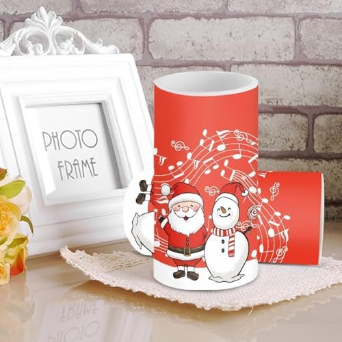 Christmas Santa Claus Flameless Candles with Remote Green Battery Operated Candles with Timer Pack of 2 Snowman LED Pillar Lights for Home Decorations - Image 3