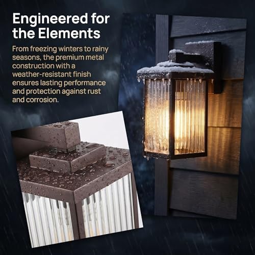2 Pack Bronze Porch Light, Rust-Resistant Outdoor Wall Light - Image 3