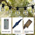 50FT Outdoor String Lights with Remote, 20 Dimmable Shatterproof LED G50 Bulbs, Waterproof Patio & Backyard Lights for Pergola, Deck, Garden, Bistro, Commercial Grade Hanging Lights - Image 3