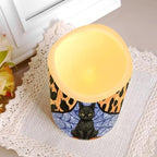 Black Cat Battery Operated Candles with Flickering Flame Timer Flameless Fake Pillar Candles Color Changing Led Electric Candles Tea Light for Halloween Party Home Table Kitchen Decor - Image 6