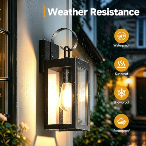 14" Solar Wall Light Outdoor, Dusk to Dawn Solar Porch Light, 2Pack - Image 3