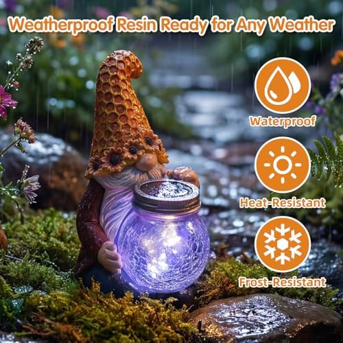 Lyeasw Solar Gnome Decor with Honeycomb Lantern, Outdoor Garden Decor - Image 5
