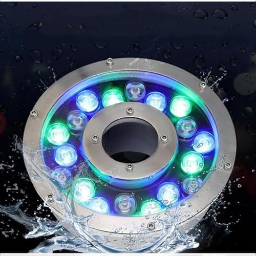 Submersible LED Fountain Light - Swimming Pool Underwater Lamp, AC 12/24V RGB Spotlight, with Remote Control, IP68 Waterproof Ring Middle Hole Pond Lighting(6w(12v)) - Image 6