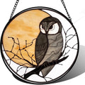 9.84 Inch Owl and Moon Stained Glass Window Hanging Sun Catchers Vibrant Glass Panel with Metal Chain for Home Decor Gift for Women Mother's Day Birthday Men and Mom by Unknown