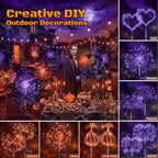 btfarm 4 Pack Solar Halloween Lights Outdoor, Orange+Purple Firework Light - Image 3